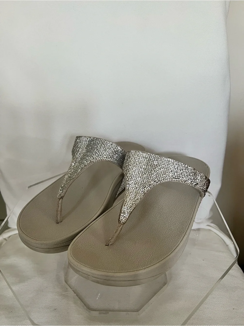 FitFlop Lulu Glittering Crystal-Embellished Sandals Size 8 Pre owned
